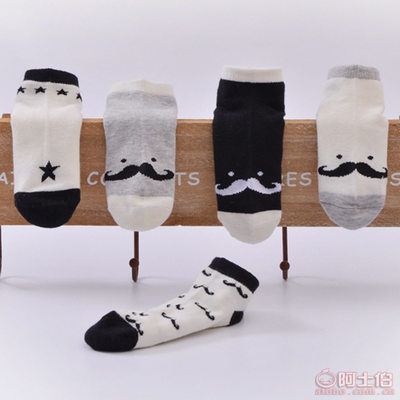 【TongQ2016夏款無骨童襪純棉兒童船襪黑白胡子全棉男兒童襪子批發廠家】諸暨市久奈針織廠 - 產品庫